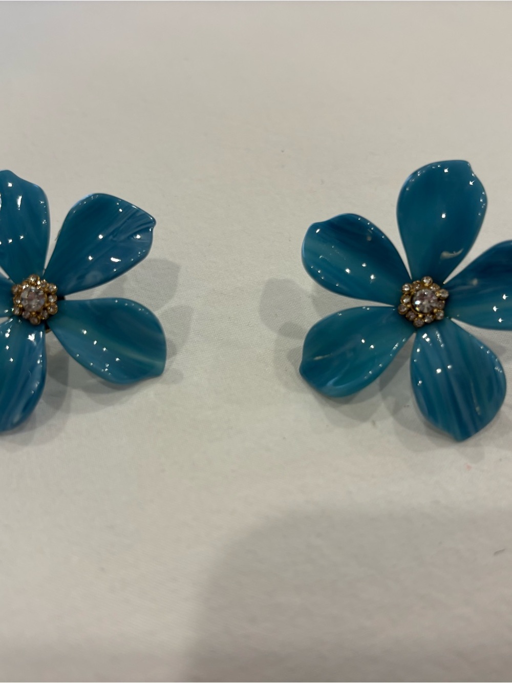 Blue Floral Statement Earrings - Women Accessories
